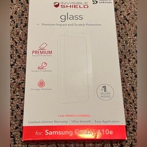 Invisible shield Samsung Galaxy A-10 screen protectors.